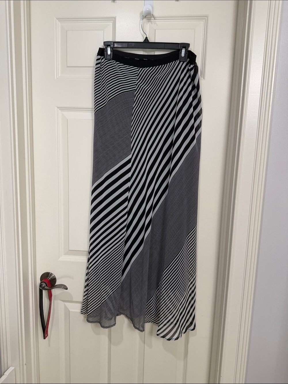 Black & White Striped Maxi Skirt